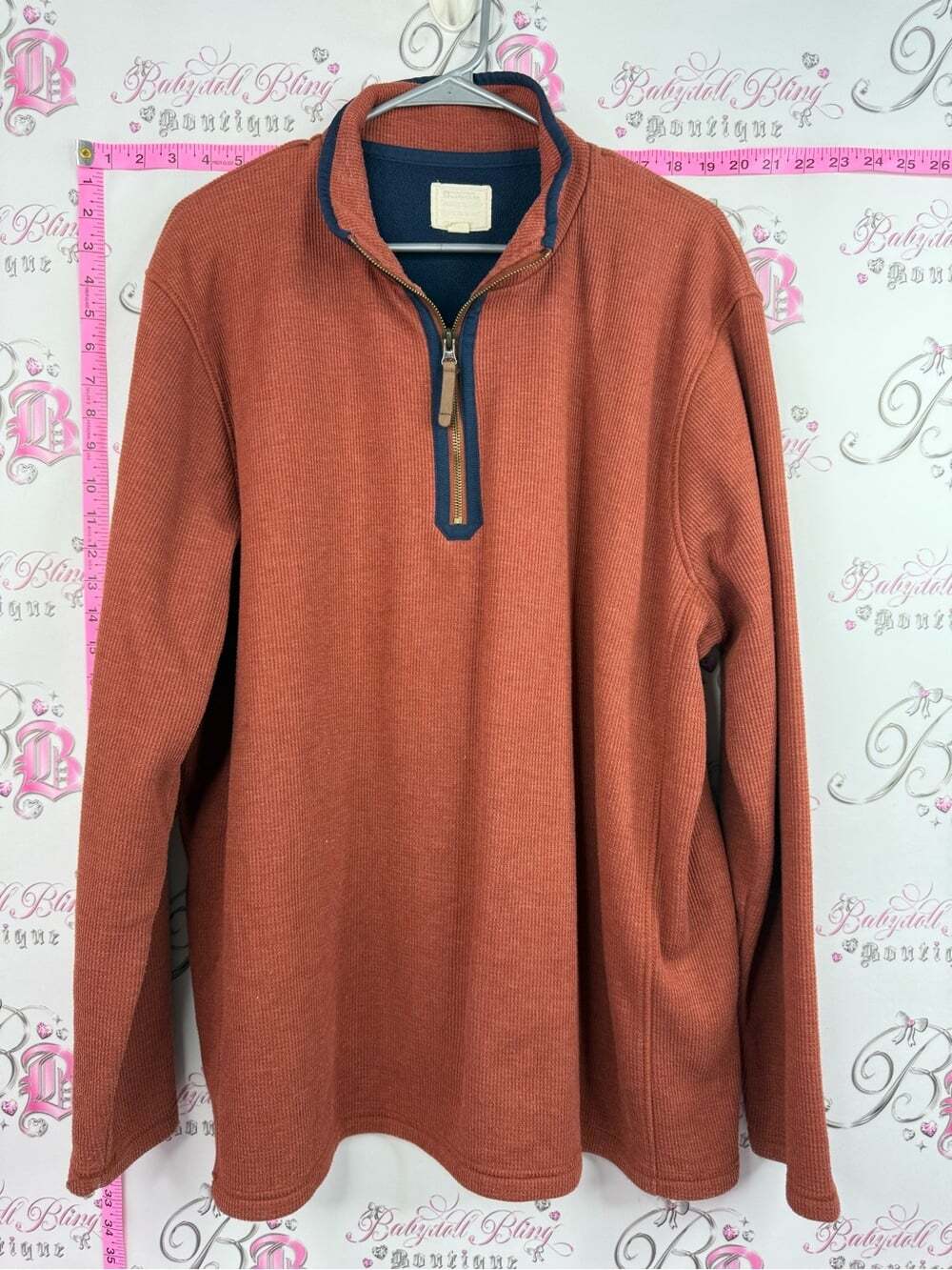 Mountain equipment Men's Half-Zip Sweater in Rust with Contrast Trim
